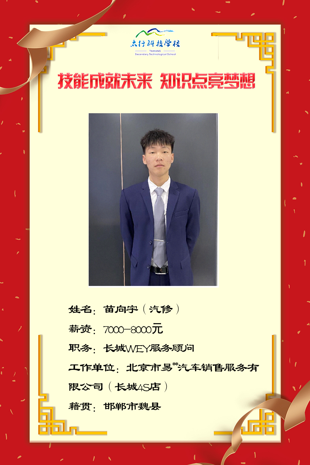 乘風破浪，披荊斬棘丨石家莊太行科技中等專業(yè)學?！熬蜆I(yè)之星”名單公布！